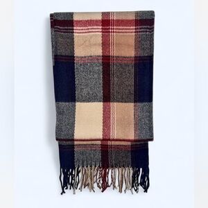 Modcloth Checkered Scarf in Navy, Red, and Beige